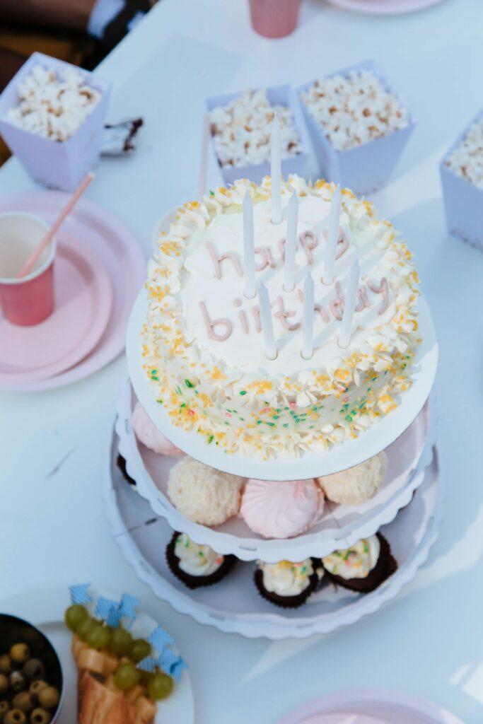 High Angle View of Birthday Cake
