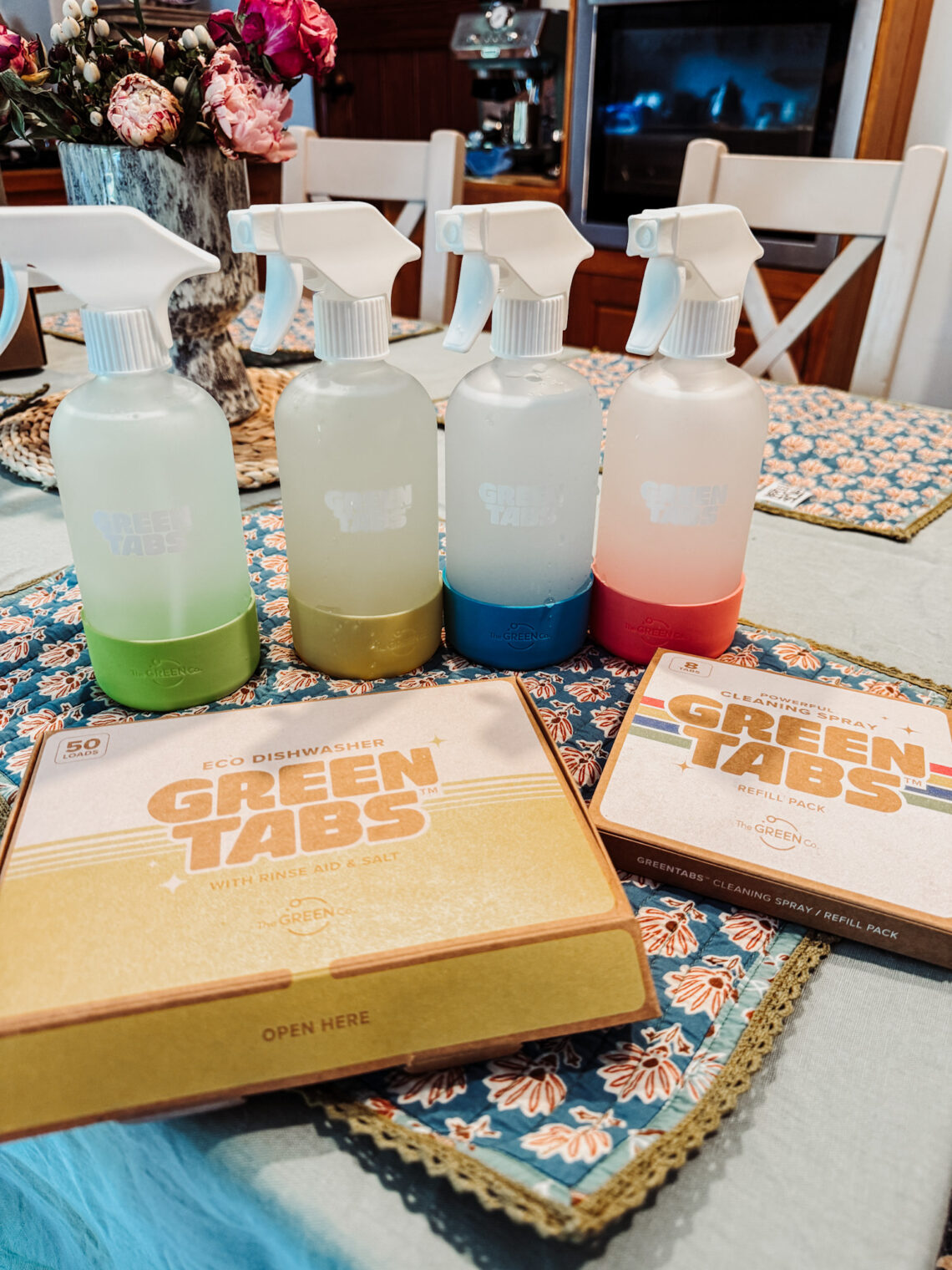 Green Co Bottles on a table